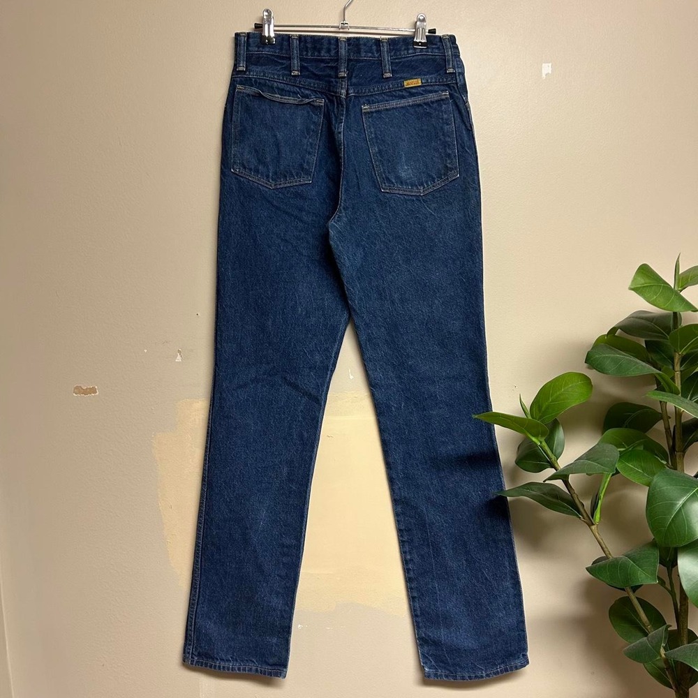 Vintage 90s Rustler Dark Wash Navy Denim Jeans Made in USA 87621PW 28x33.5